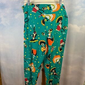 LuLaRoe TC2 Day of the Dead Sugar Skulls Print Leggings